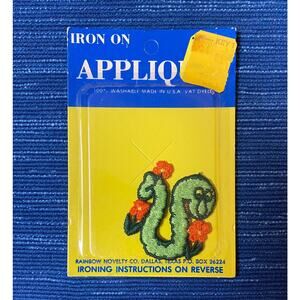 Vintage 1970's Worm Iron On Embroidered Patch Rainbow Novelty Co. Dallas Texas
